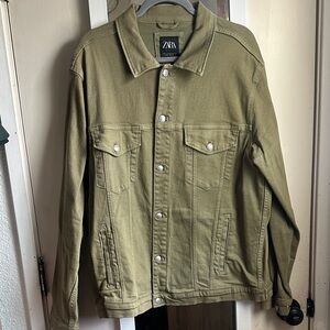 Zara Men's Khaki Green Shirt Jacket